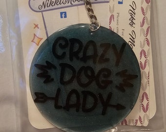 Acrylic Crazy Dog Lady Keychain