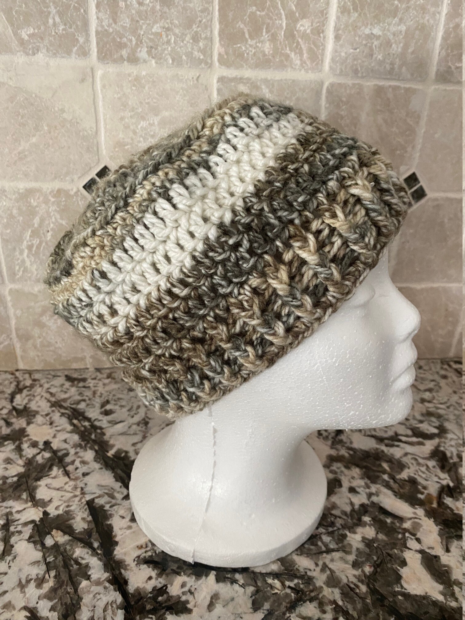 Multi Colored Crochet Brimless Bucket 