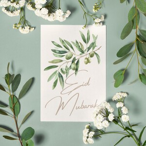Olive Branch Eid-kaart afdrukbaar, Eid-kaart digitaal, Eid-wenskaart, Eid Mubarak, afdrukbare Eid-kaart, Eid Al Fitr, Eid Al Adha, DIY Eid
