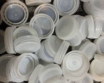 Recycled Plastic Bottle Caps/ Translucent White Bottle Caps/ Small Water Bottle Lid/ Kids Craft Supply/ Upcycling Art Project Supplies/ Lids