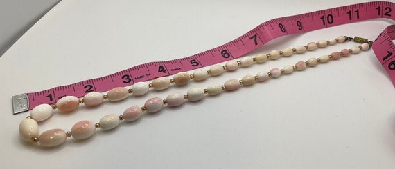 Pink and white Monet beaded necklace with gold to… - image 3