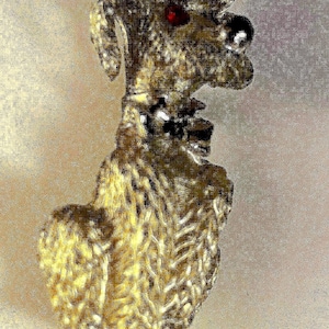 Poodle Vintage brooch with red gem eyes