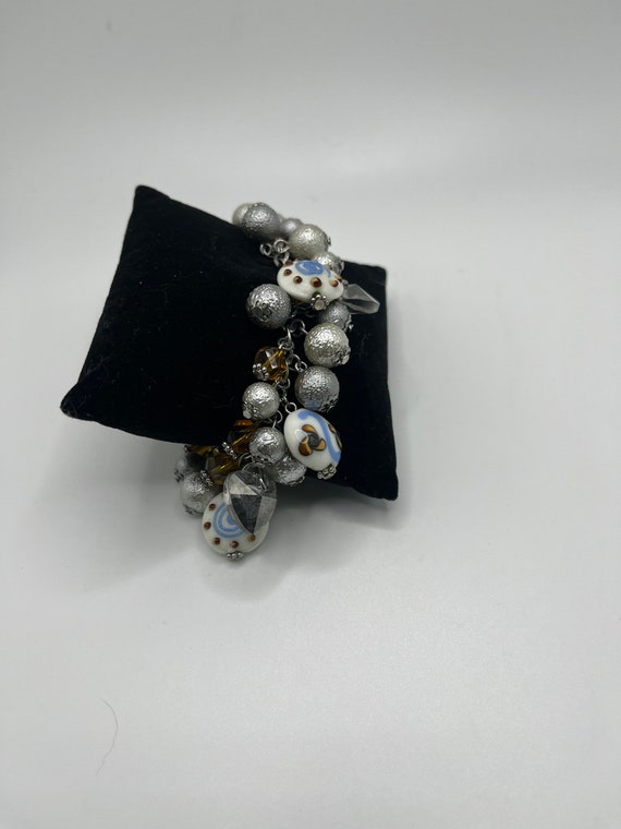 Vintage lamp glass beads charm bracelet