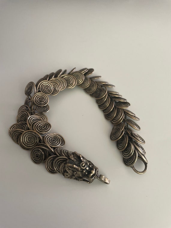 Silver Dragon Egyptian coil bracelet