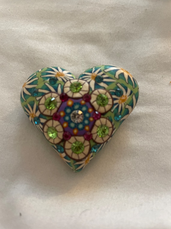 Large heart beaded Billie Beads pendant or pin/bro