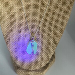 Handmade uranium natural seaglass found on the New Jersey shore, sterling silver wire wrapped with sterling silver 18” chain.