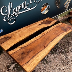Custom Order Epoxy Resin Table , Black Epoxy River Table ,  Walnut Live Edge Table , Luxury Epoxy Dining Table , Living Room Table