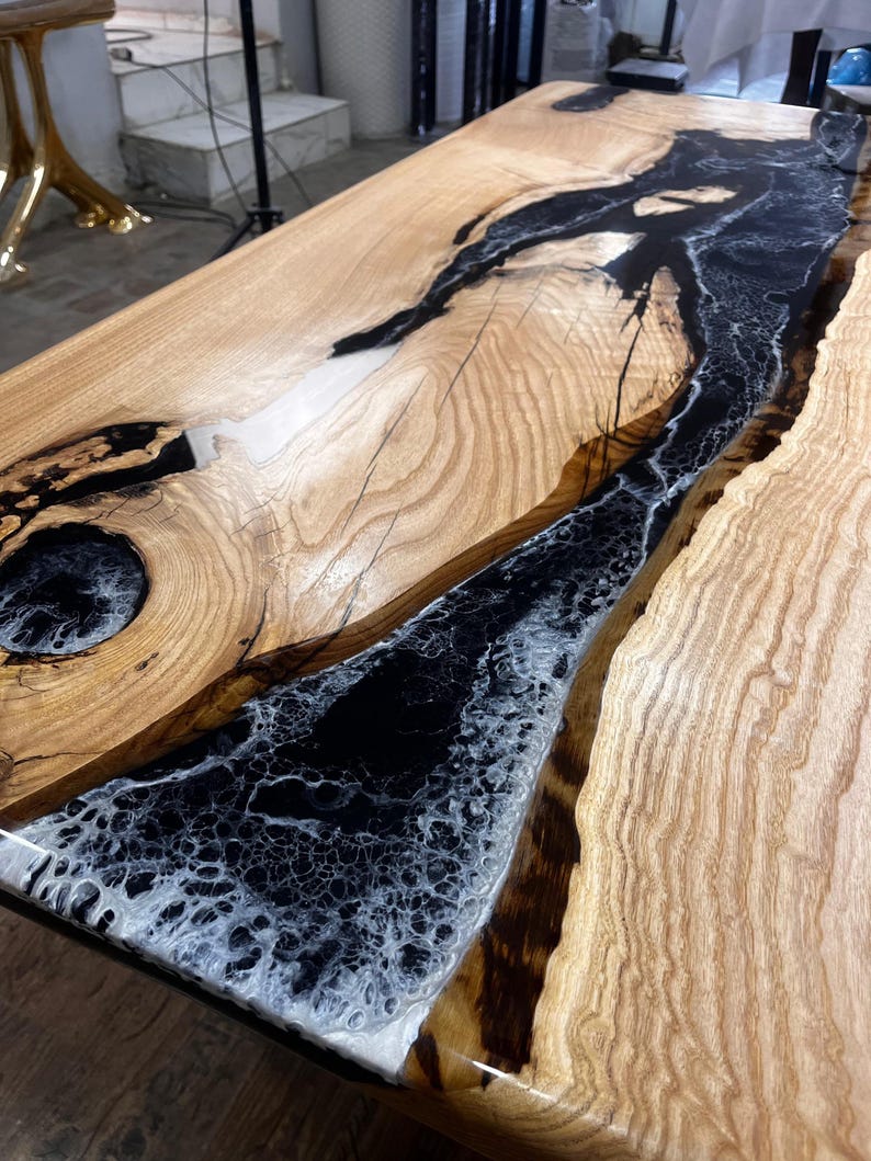 Custom Resin River Table Natural Wood & Epoxy Desk - Etsy