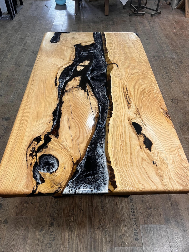Custom Resin River Table Natural Wood & Epoxy Desk - Etsy