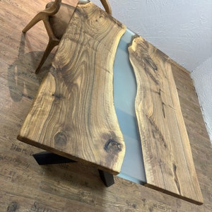 Custom Epoxy River Dining Table: Solid Wood Kitchen Table