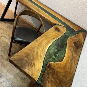 L Shape PC Desk , Walnut Resin , Walnut Resin Table , Epoxy River Table , Live Edge Table , Resin Walnut Slab ,  l shaped desk