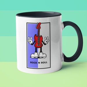 Rock N Roll Guitar Ceramic Mug - Rock And Roll Mug - Gift for Rock Lover