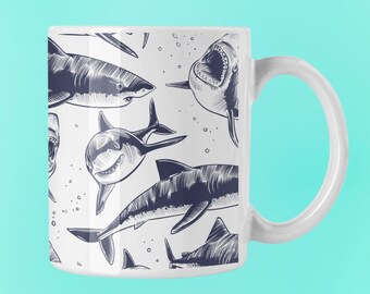 Tazza da caffè con motivo squalo