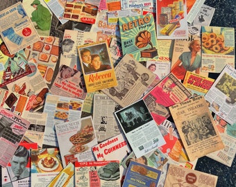 VINTAGE POSTER Stickers, Vintage poster Scrapbook sticker, Vintage newspaper junk journal sticker