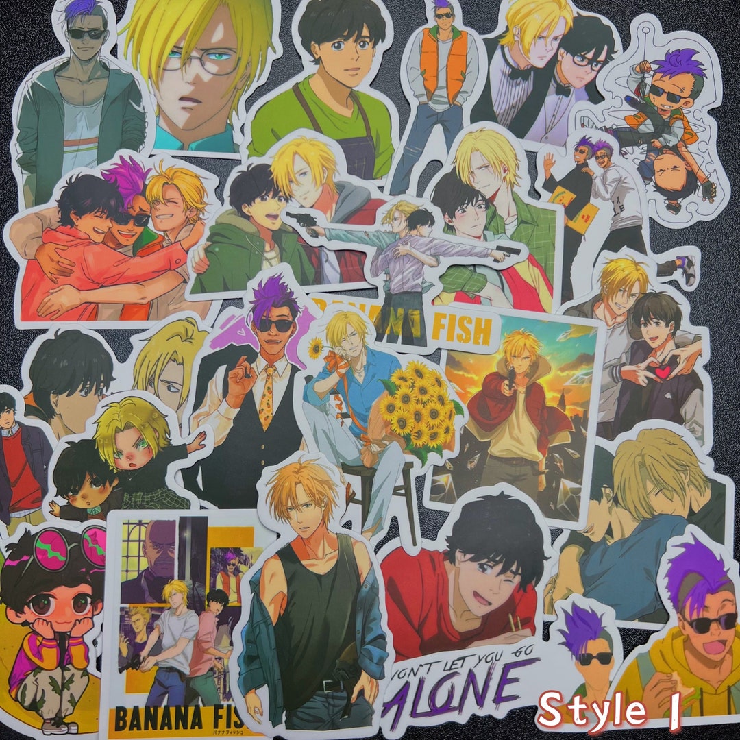 Banana Fish Stickers, 100 Assorted Banana Fish Stickers, Anime BL