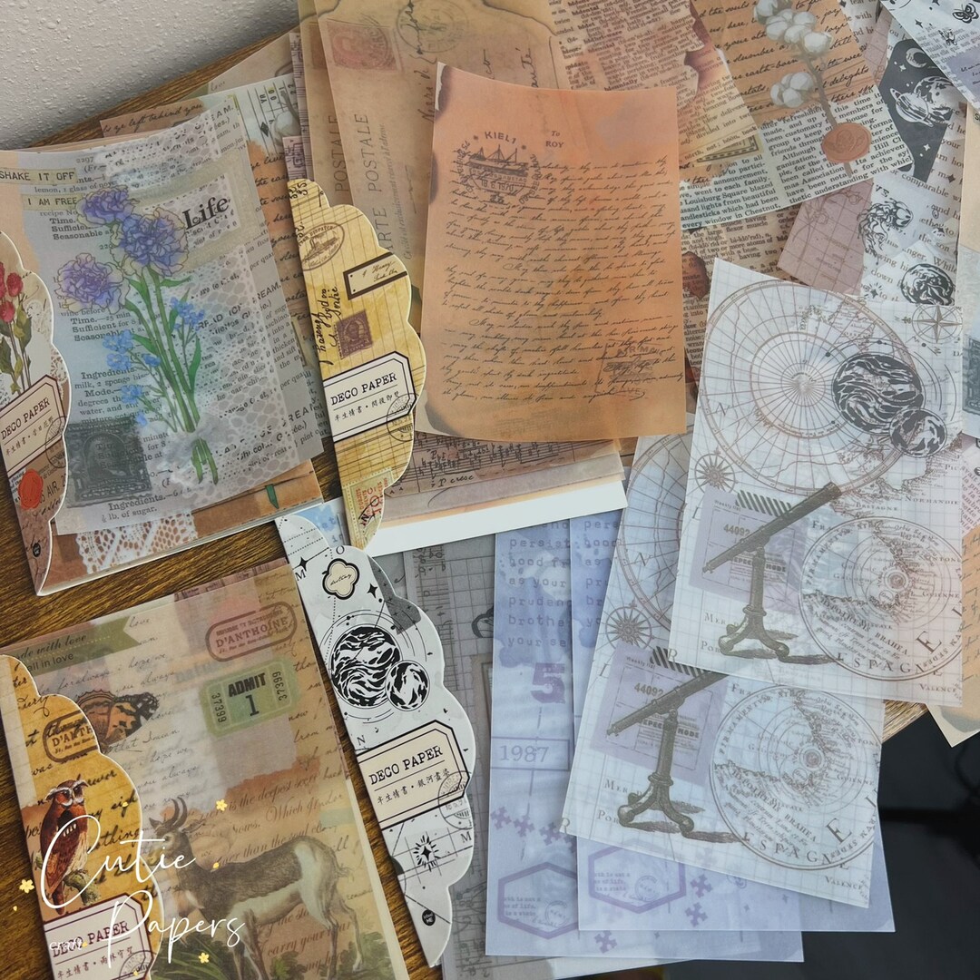 20pc VELLUM SCRAPBOOKING PAPERS, Junk Journal Papers, Aesthetic