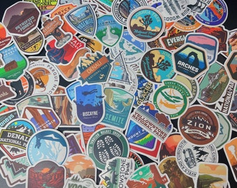 National Park stickers, 100 assorted US National Park stickers, Grand canyon, Yosemite, Waterproof stickers for water bottle andlaptop,
