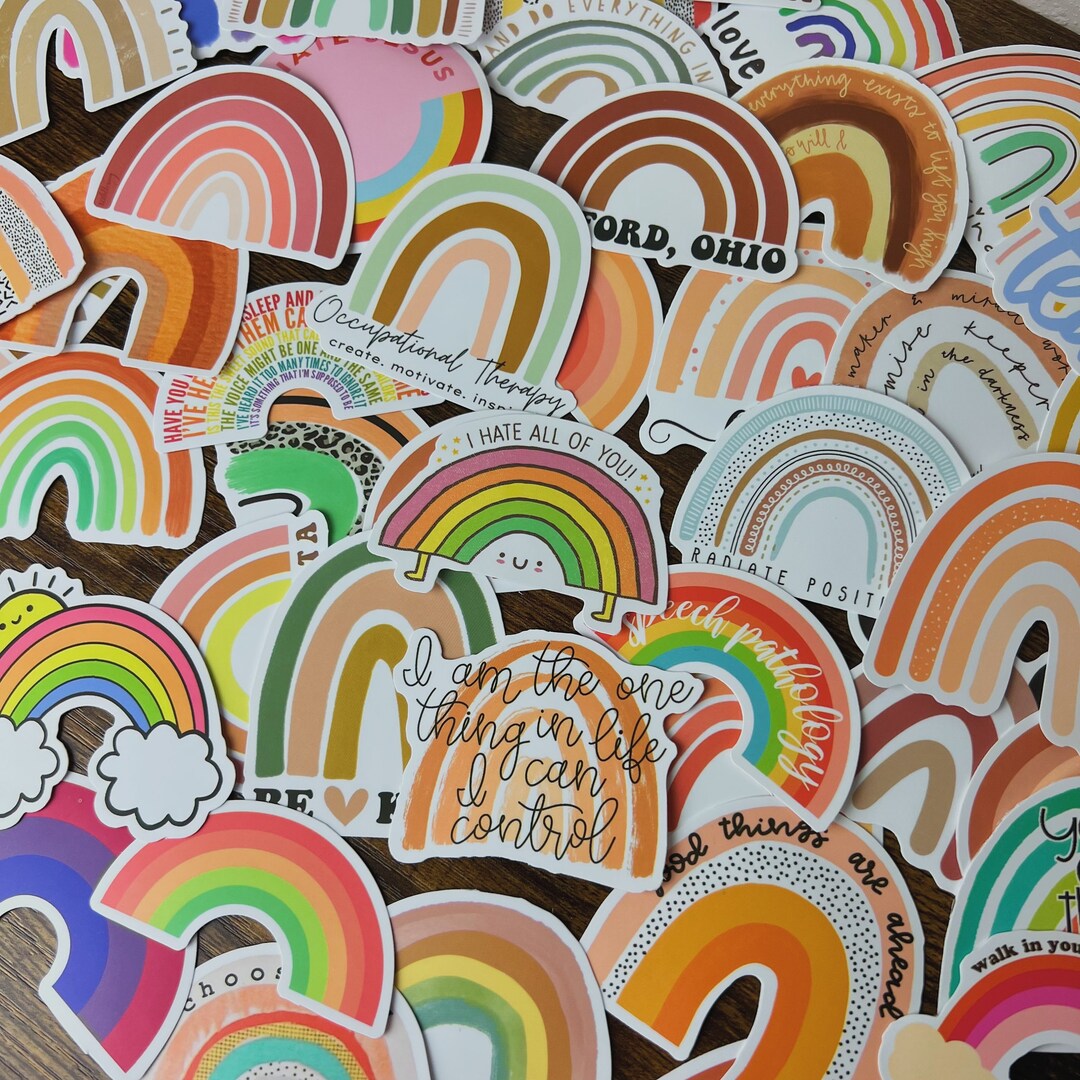 RAINBOW STICKERS, Inspirational Text Stickers, Laptop Stickers ...