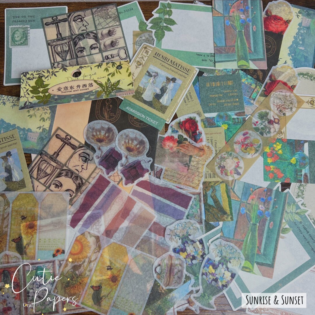 60pc Vellum Scrapbooking Papers and Sticker Ephemeral Papers Etsy
