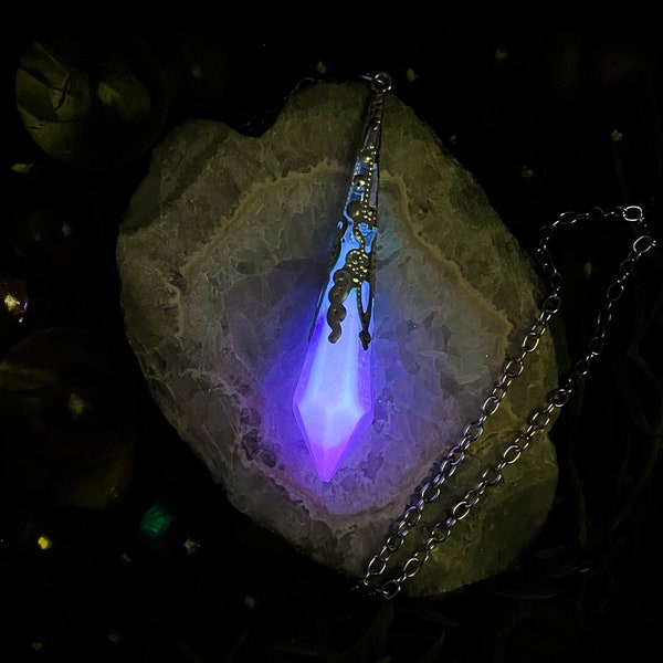 SPACE DROP GLOW | galactic crystal necklace | bright color changing | glows at night and UV light
