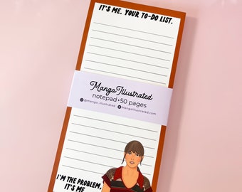 Orange It's me, your to-do list, I'm the problem, it's me Anti-Hero notepad, Midnights era inspired stationery, gift for Swiftie