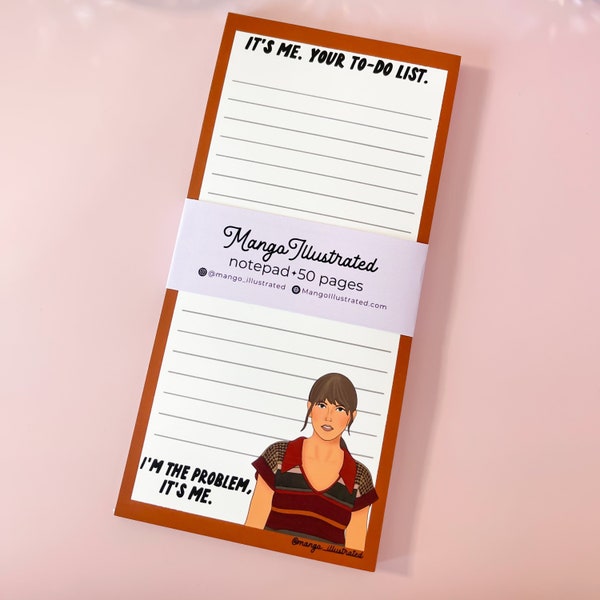 Orange It's me, your to-do list, I'm the problem, it's me Anti-Hero notepad, Midnights era inspired stationery, gift for Swiftie