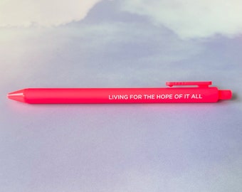 Living For the Hope of it All jotter gel pen, folklore inspired pen, August pen, gift for swifties, swiftie gift, swiftie pen