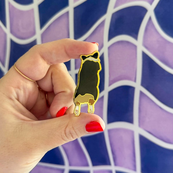 Corgi Sploot enamel pin, tricolor corgi lapel pin, Mango the Corgi pin, Corgi Splooting pin, corgi butt enamel pin, gift for corgi lover