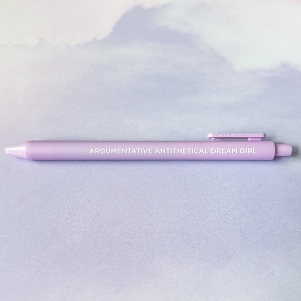 Argumentative Antithetical Dream Girl jotter gel pen, midnights inspired Jotter pen, gift for swifties, swiftie gift, swiftie pen