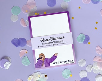 Get it off my desk notepad, Lavender Haze note pad, purple notepad, lavender to-do list, Midnights era inspired stationery, gift for Swiftie