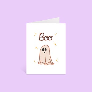 BOO Ghost greeting card, cute halloween card, spooky season card, cute ghost card, halloween greeting card image 2