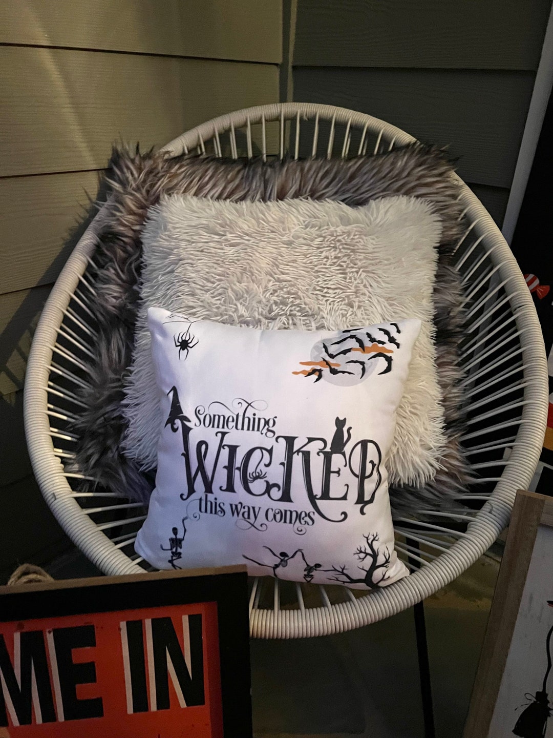 Something Wicked This Way Comes Cute Halloween Pillow Etsy
