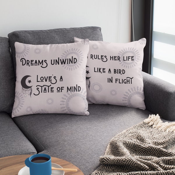 LARGE 20 x 20 She Rules Her Life Like a Bird In Flight Pillow, Stevie Nicks, Fleetwood Mac, Boho, Gypsy, Decor