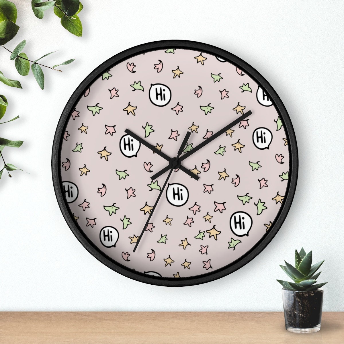 HEARTSTOPPER Wall Clock Heartstopper Gift Leaves Hi Bubble 