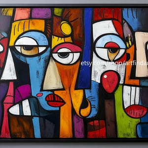 Abstract large wall art faces colorfull art pop art cartoon xxl art modern painting contemporary art #a849