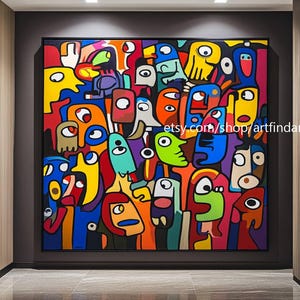 Abstract large wall art faces colorfull art pop art cartoon xxl art modern painting contemporary art #a87
