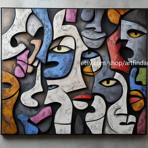 Abstract large wall art faces colorfull art pop art cartoon xxl art modern painting contemporary art #a851