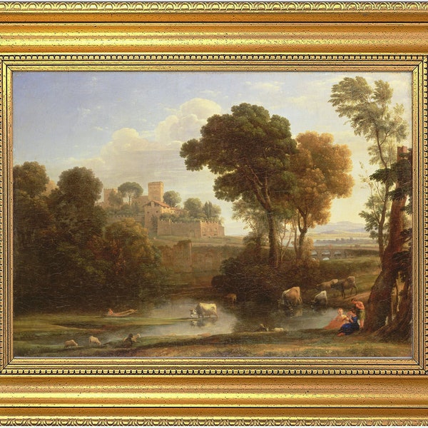 Ölgemelde by Claude Lorrain Reproduktion Print auf Leinwand gerahmt oder ungerahmt vintage gold Rahmen