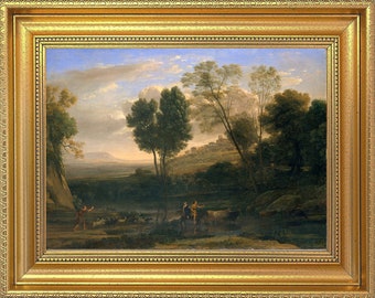 Painting Landscape by Claude Lorrain Print on canvas framed or unframed