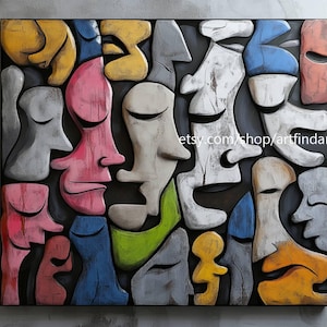 Abstract large wall art faces colorfull art pop art cartoon xxl art modern painting contemporary art #a847