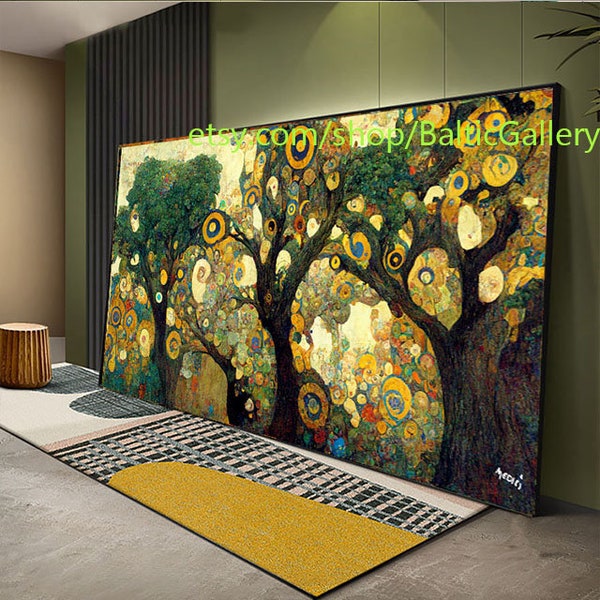 Gustav Klimt Style Trees Painting art Bild on canvas stretched on Frame or unstretched Tree by Medici l129