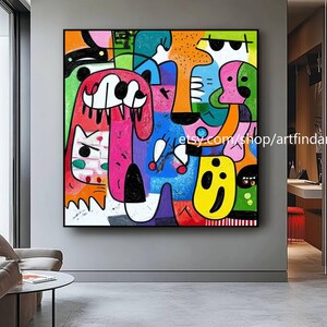 Abstract large wall art faces colorfull art pop art cartoon xxl art modern painting contemporary art #a823
