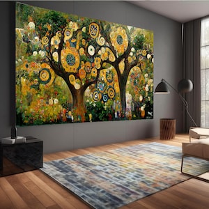 Tree of Life Art Canvas Wall Art Print Modern Picture Living Room Gustav  Klimt Style Office Stretched on Frame or Rolled 