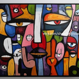 Abstract large wall art faces colorfull art pop art cartoon xxl art modern painting contemporary art #a846