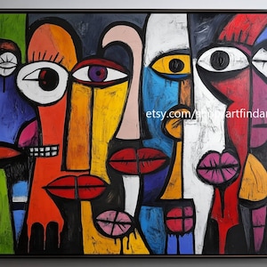 Abstract large wall art faces colorfull art pop art cartoon xxl art modern painting contemporary art #a841