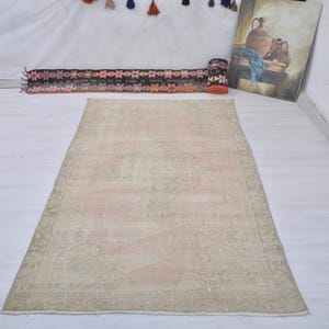 Vintage Area Rug,Oushak Rug 4x7,Soft Rug,4x7 Turkish Rug,Wool Rug,Antique Rug,4x7 Rug,4x7 Vintage Rug,Rug,Custom Rug,4x7 Natural Rug,