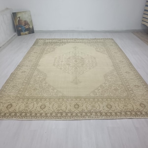 Oversize Rug 10x12,Turkish Area Rug, Wool Rug 10x12,Home Living Rug, Big Rugs 10x12, Soft Rug Feet Rug,Natural Oushak Carpet,10x12 Area Rugs