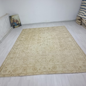 Oversize Rug 10x12, Large Area Rug, Wool Rug 10x12, Home Living Rug, Big Rugs 10x12, Soft Rug Feet Rug,Natural Oushak Carpet,10x12 Area Rugs