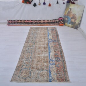 3x8 Turkish Orange Rug, Handmade Wool Rug, Vintage Runner Rug, Kitchen Hallway Runner, Boho Decor, Entryway Rug 3x8, Home Decor,