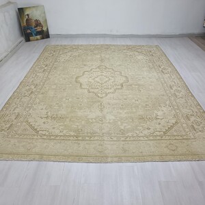 10x13 Rug,10x13 Turkish Rug,10x13 Oushak Rug,10x13 Turkey Rug,10x13 Vintage Rug,Oversize Turkish Rug,Neutral Rug,Wool Handmade Rug,Antique